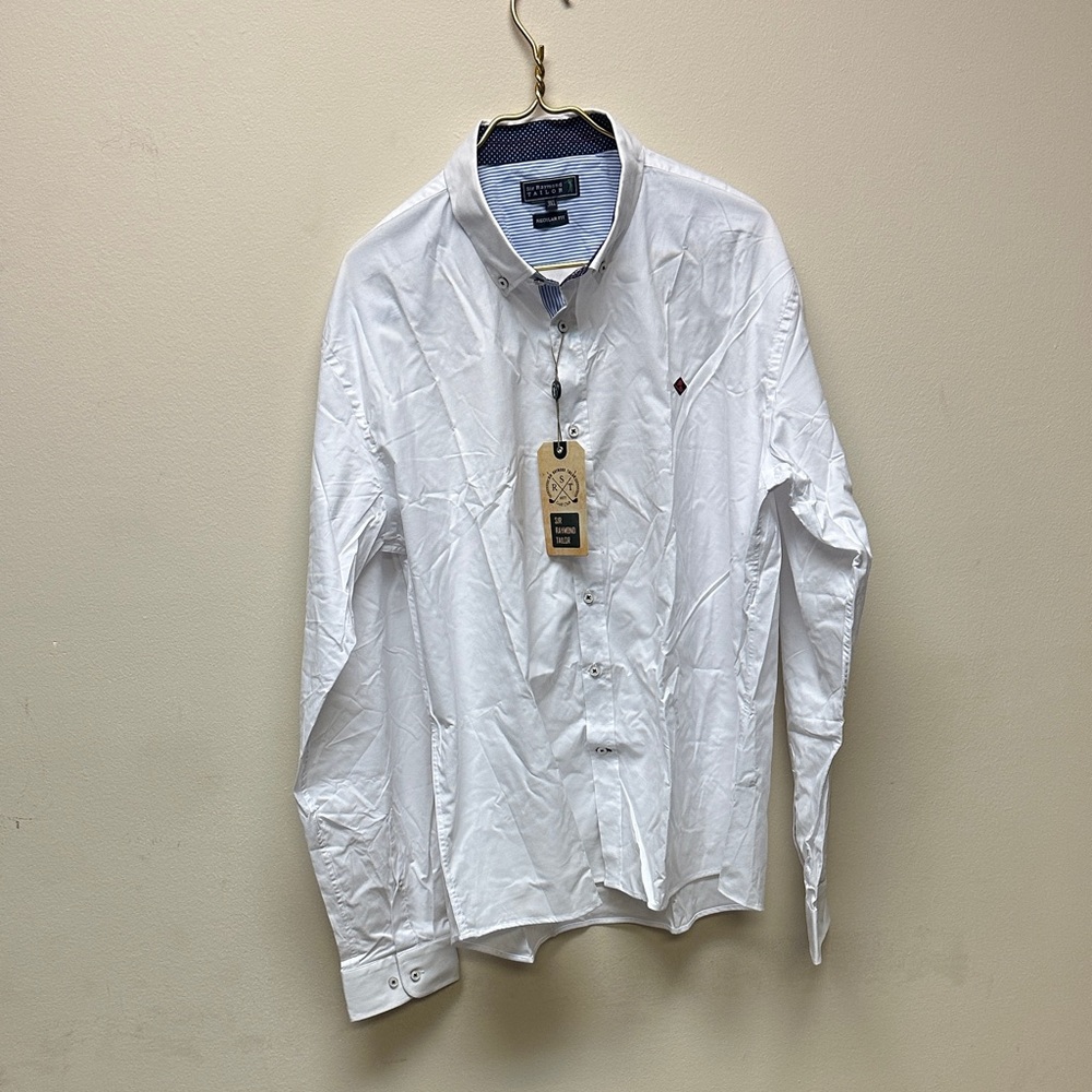 Raymond Men's Crisp White Casual Button-Down Shirt
